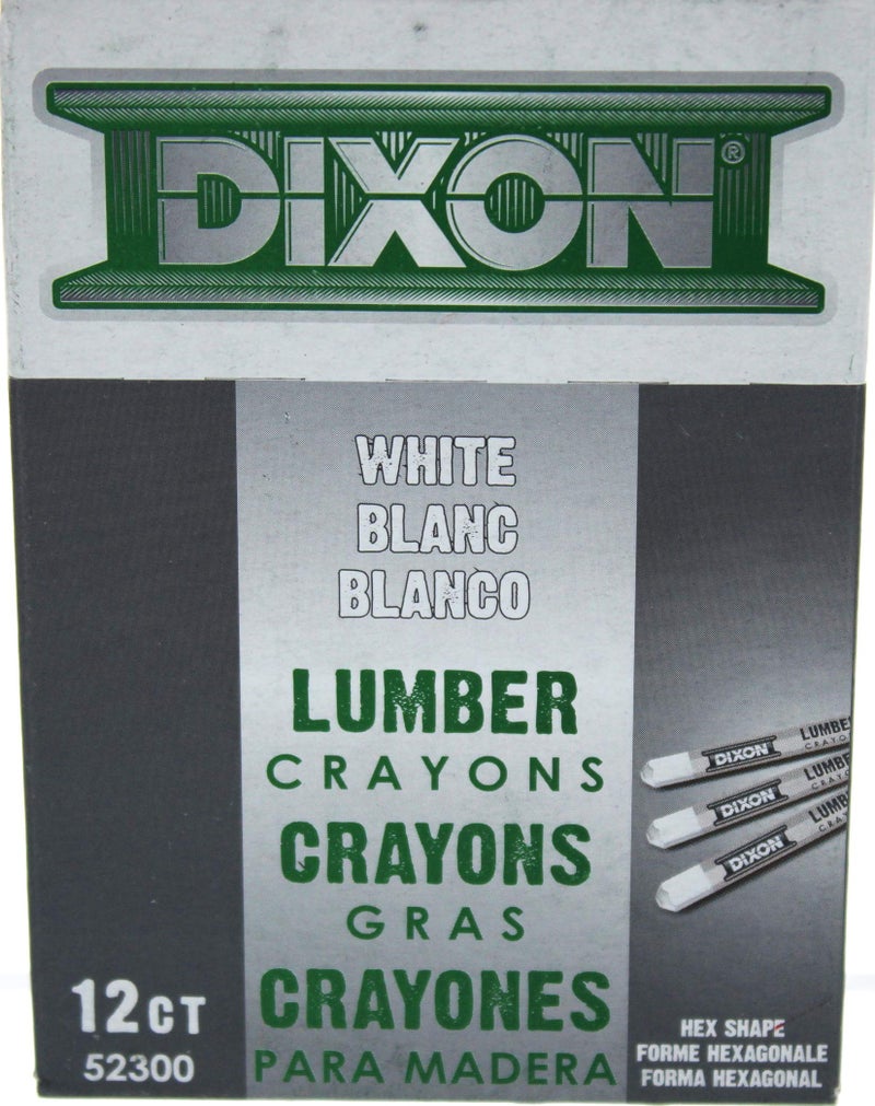 Dixon 52300 Lumber Crayons, 4 1/2 x 1/2, White, Dozen - Image 1